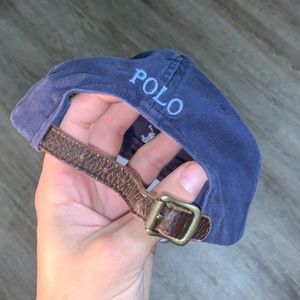 Navy blue leather strap RL polo hat